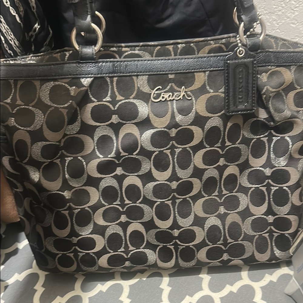 Coach Black and Brown Signature Tote Bag